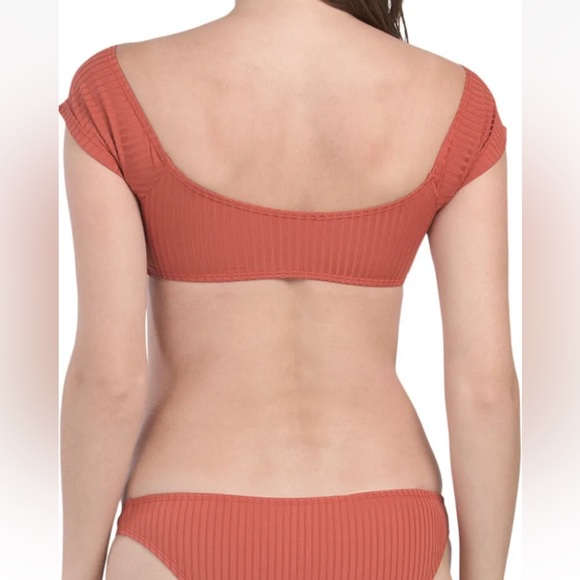 CABANA DEL SOL Wide Rib Off The Shoulder Swimsuit Top & Bottom Set Size Large - Picture 4 of 12